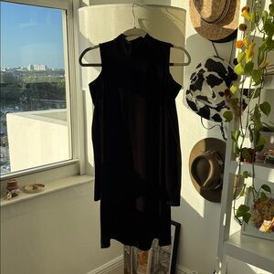 Veronica M Velvet Black Cold Shoulder Long Sleeve Dress